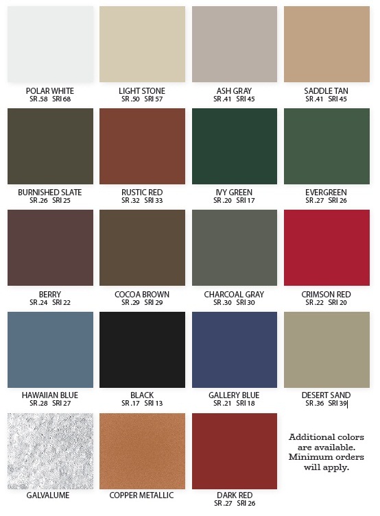 Metal Roofing Color Palette